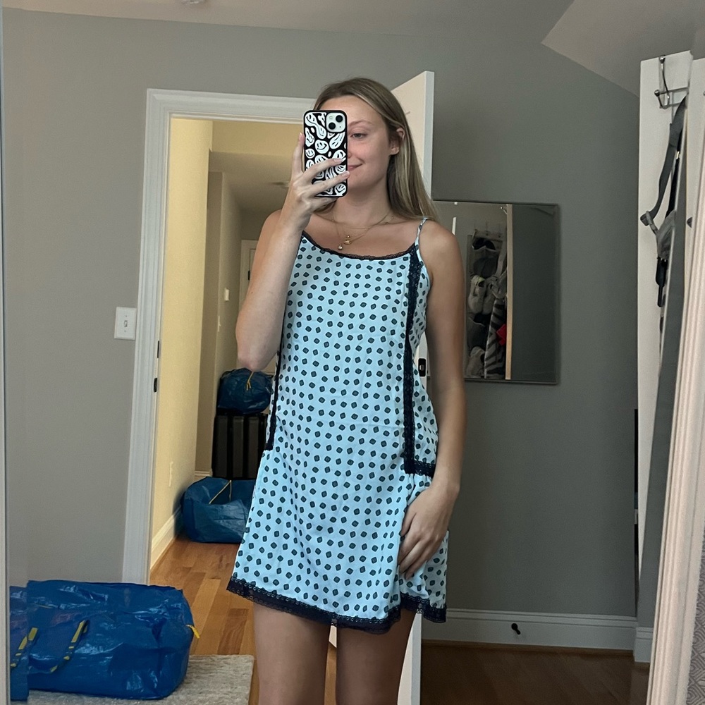 Blue Mini Slip Dress